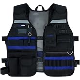 MELOTOUGH Tool Vest Safety Work Vest with Adjustable Straps,Removable Phone Holder for Electrician,Construction,Carpenters
