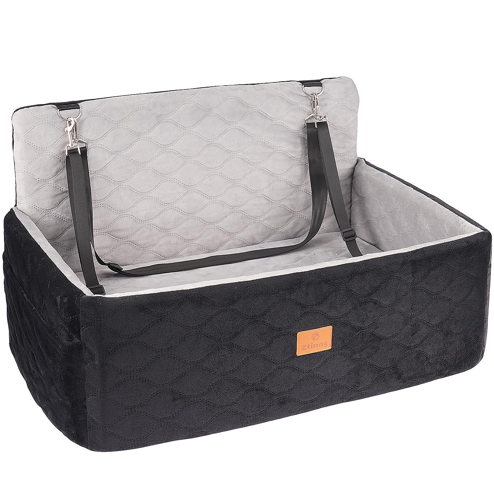 Photo 1 of Elevated Dog Car Seat with Memory Foam - Portable Pet Bed for Car Travel & Home Use | Removable Washable Cover, Clip-On Safety Leash & Storage Pockets for Small/Medium Dogs