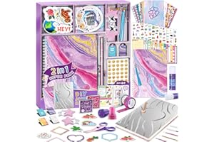 PERRYHOME 2-Pack DIY Journal Kit for Girls - 200+Pcs Journal Set for Tween & Teen Girls, Journaling Art & Crafts Kits, Christmas Gifts for 8 9 10 11 12 13 14 Year Old Girl,Scrapbook&Diary Supplies Set