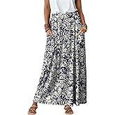 ANRABESS Womens Maxi Skirt Summer Casual Flowy A-line Elastic Waist Beach Long Skirts with Pockets Spring Vacation Clothes