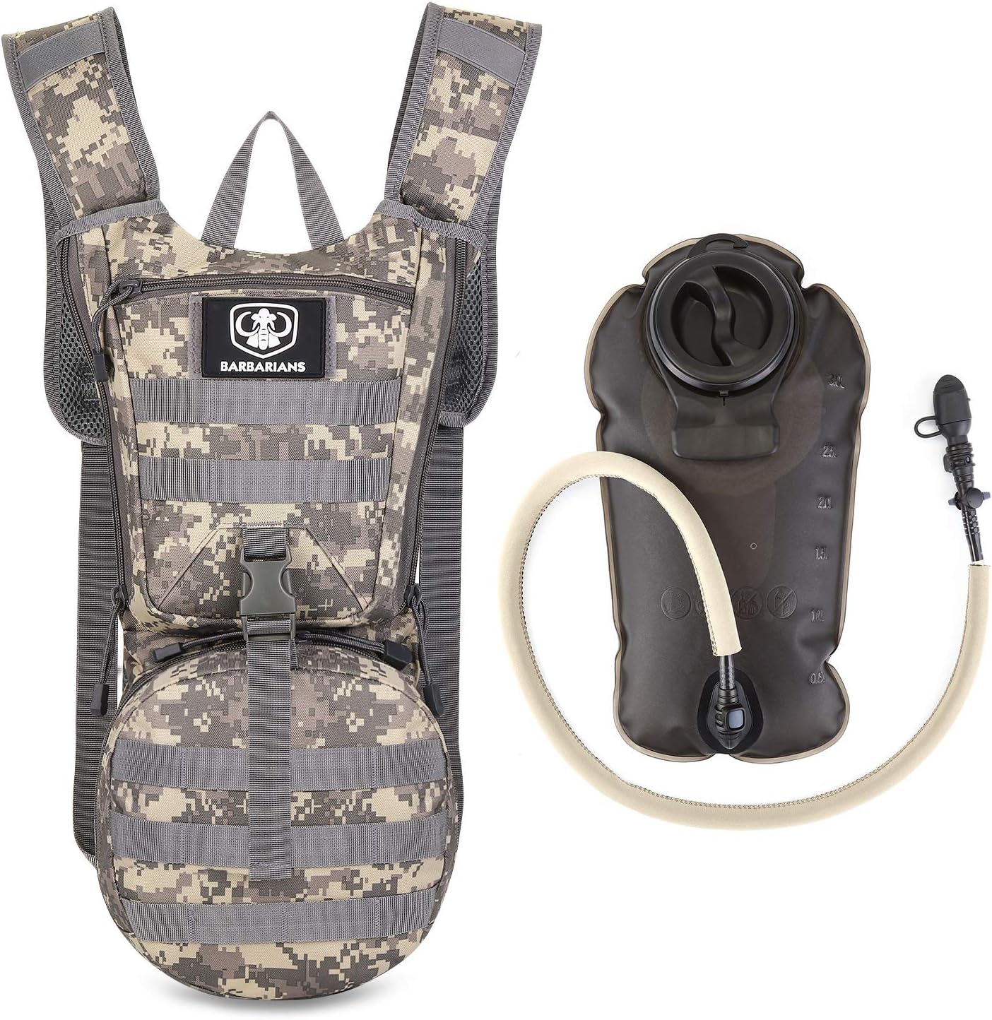 Barbarians Tactical Hydration Pack Water Backpack with 3L Bladder, Lightweight Military Molle Backpack