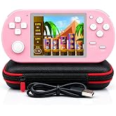 Handheld Game for Kids, 16-Bit - 3 Inch HD Screen 300-in-1 Retro Games - Portable Classic Video Game Player for Boys Girls, Include Protective Carrying Case (Pink)