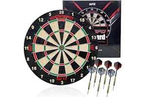 Wakefa Bristle Dart Board Set for Adults, Professional 18" Steel Tip Outdoor Dartboard Set, High-Grade Compressed Sisal Metal Wire Board with Print Numbers and Staple-Free Bullseye