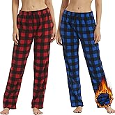 1-2 Pack Women Pajama Pants Fleece Plaid Pajamas Bottoms Soft Comfy Sleep Lounge Pj Pants