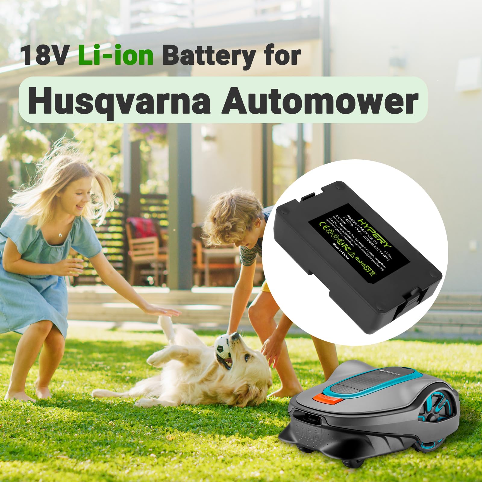 18V 3000mAh Ersatz Li-ion Akku für Husqvarna Automower 115H/305/310/315/520, Limited 2020, Sileno City 2018/250/400/500, Sileno Life 1000/1250/2019/750/850, Sileno+ R100Li/+ R130Li/R160Li 7