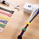 IRYNA 60 Pieces Velcro Cable Ties Reusable Adjustable Wire Organiser view 7