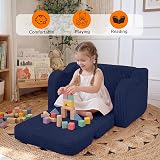 MeMoreCool Corduroy Kids Couch Sofa Folding Toddler Chair Bed Navy Blue view 3