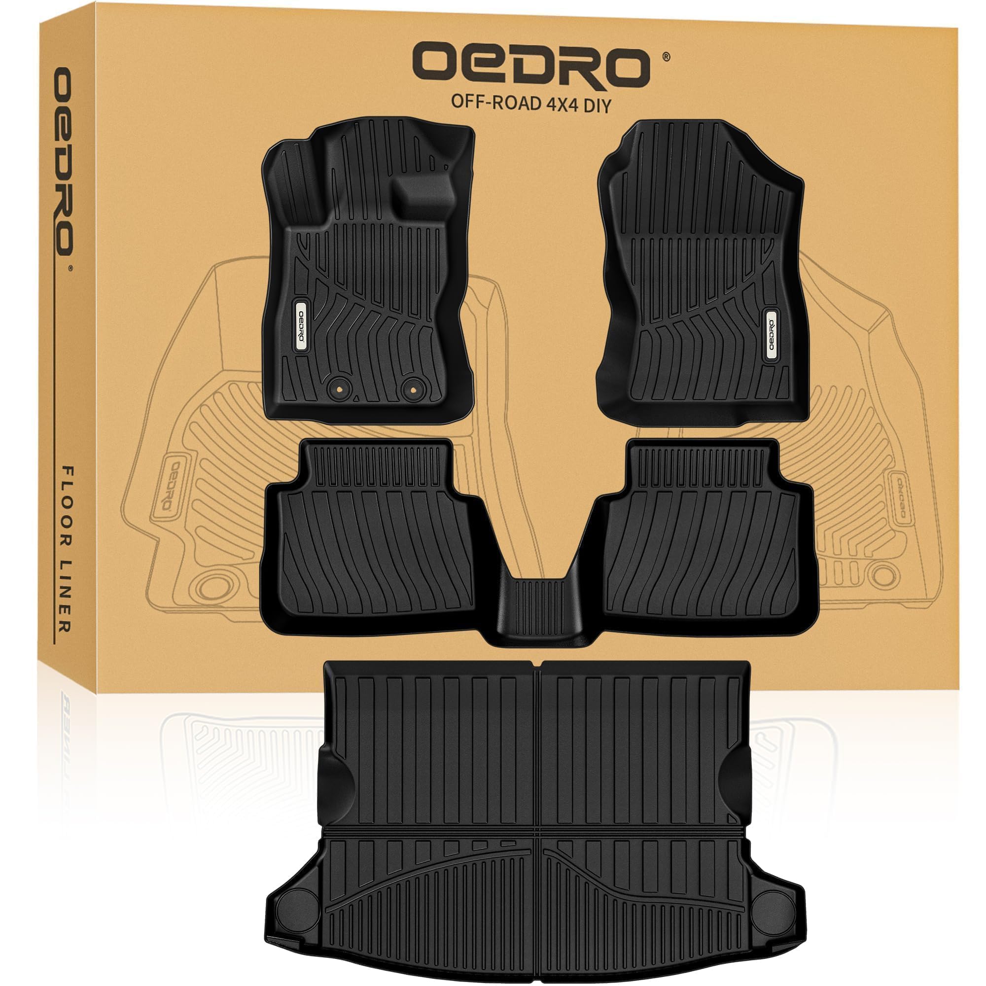 Photo 1 of OEDRO Upgraded Floor Mats Fit for 2024-2025 Subaru Crosstrek/Impreza Accessories, TPE All-Weather Crosstrek Floor Liners 1st & 2nd Row & Trunk Mat, Black