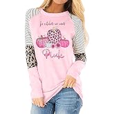 Women in October We Wear Pink Shirts Breast Cancer T-Shirt Pumpkin Ghost Shirt Halloween Long Sleeve Tee Tops
