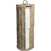 Tadacumir 4 Mega Rolls Extra Toilet Paper Storage with Lid and Liner, Seagrass Ratten Toilet Paper Holder Basket Stand, Decorative Boho Covered Enclosed Toilet Tissue Organizer for Bathroom