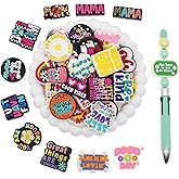 Phrase Silicone Focal Beads for Pens 50 PCS Mama MOM Blessed Focal Beads Bulk Keychains Making DIY Gifts for Teens Women