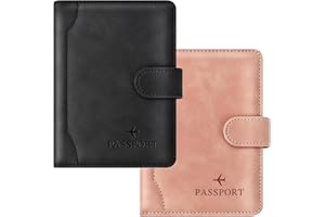 2 Packs RFID Blocking Passport Holder Travel Wallet Cover Case Premium PU Leather Passport Holder-RFID Blocking Travel Organi