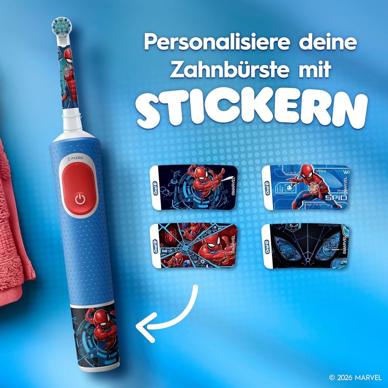 Pro Kids 3+ Spiderman Elektrische Zahnbürste Kinder, Blau/Rot