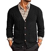 Runcati Mens Cardigan Sweater Casual V Neck Cable Knitted Cardigans Button Down Winter Chunky Sweaters with Pockets