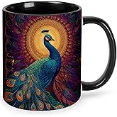 FyLybois Peacock Coffee Mug Ceramic Coffee Cup with Handle Microwave Safe for Home or Office Gifts for Women and Men