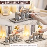 GoMaihe Candle Holder Set of 4 with Wooden Tray Gray Tealight Holders view 2