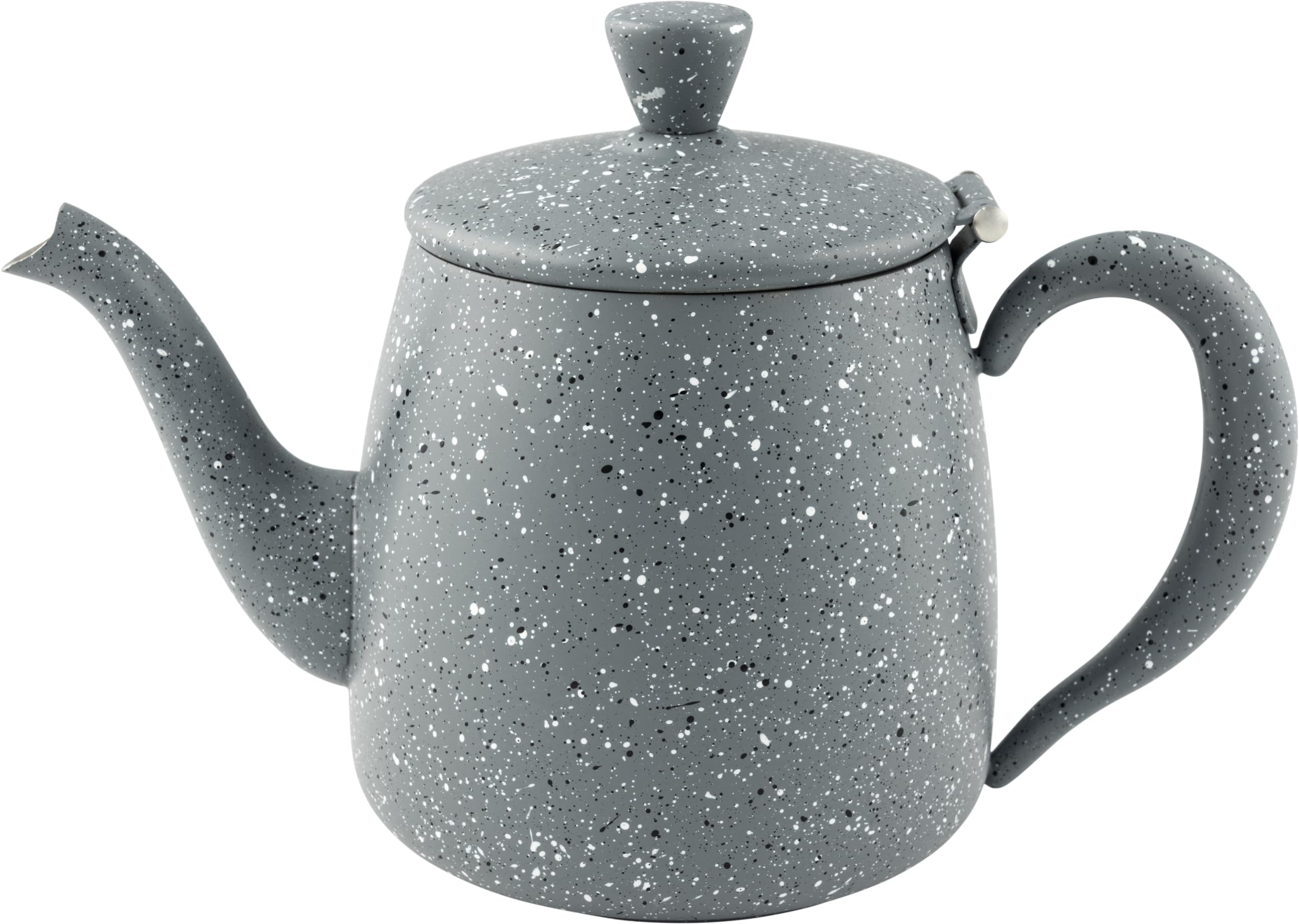 Café Olé Premium Granite Teapot, 48oz / 1360ml, Serves 7, Stainless Steel, Classic Teapot Design with Modern Grey Granite Finish, Perfect Pour Spout