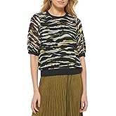 DKNY Womens Chiffon Short Sleeve Printed Top