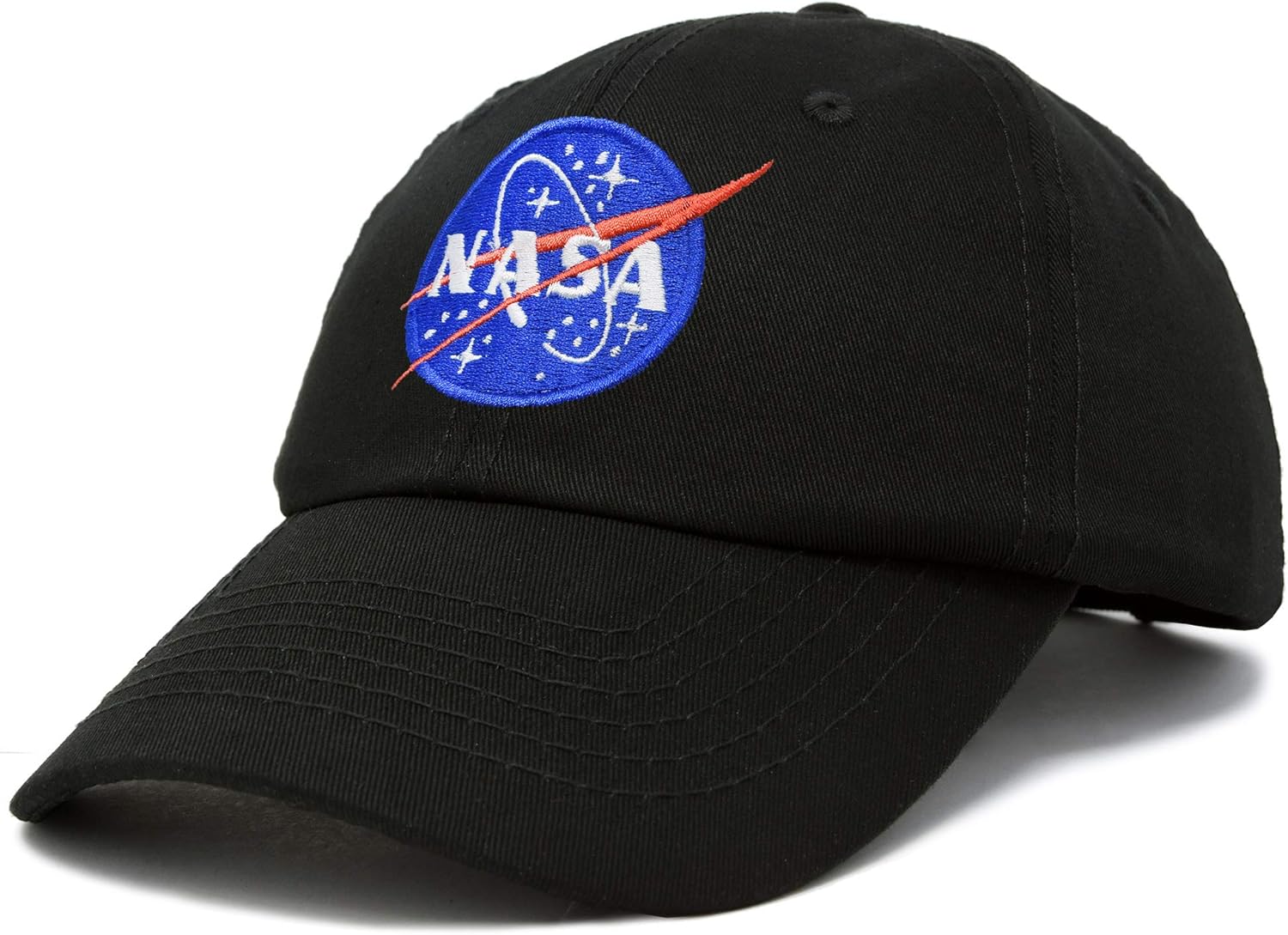 DALIX NASA Hat Soft Baseball Cap Embroidered Space Meatball Logo in Black: Clothing