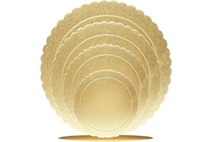 GOIIO 4 Pack Cake Boards Golden Round Cake Circles 6, 8, 10, 12 Inch Cake Base Cardboard, 1 of Each Size Set for Baking Cake, Gold