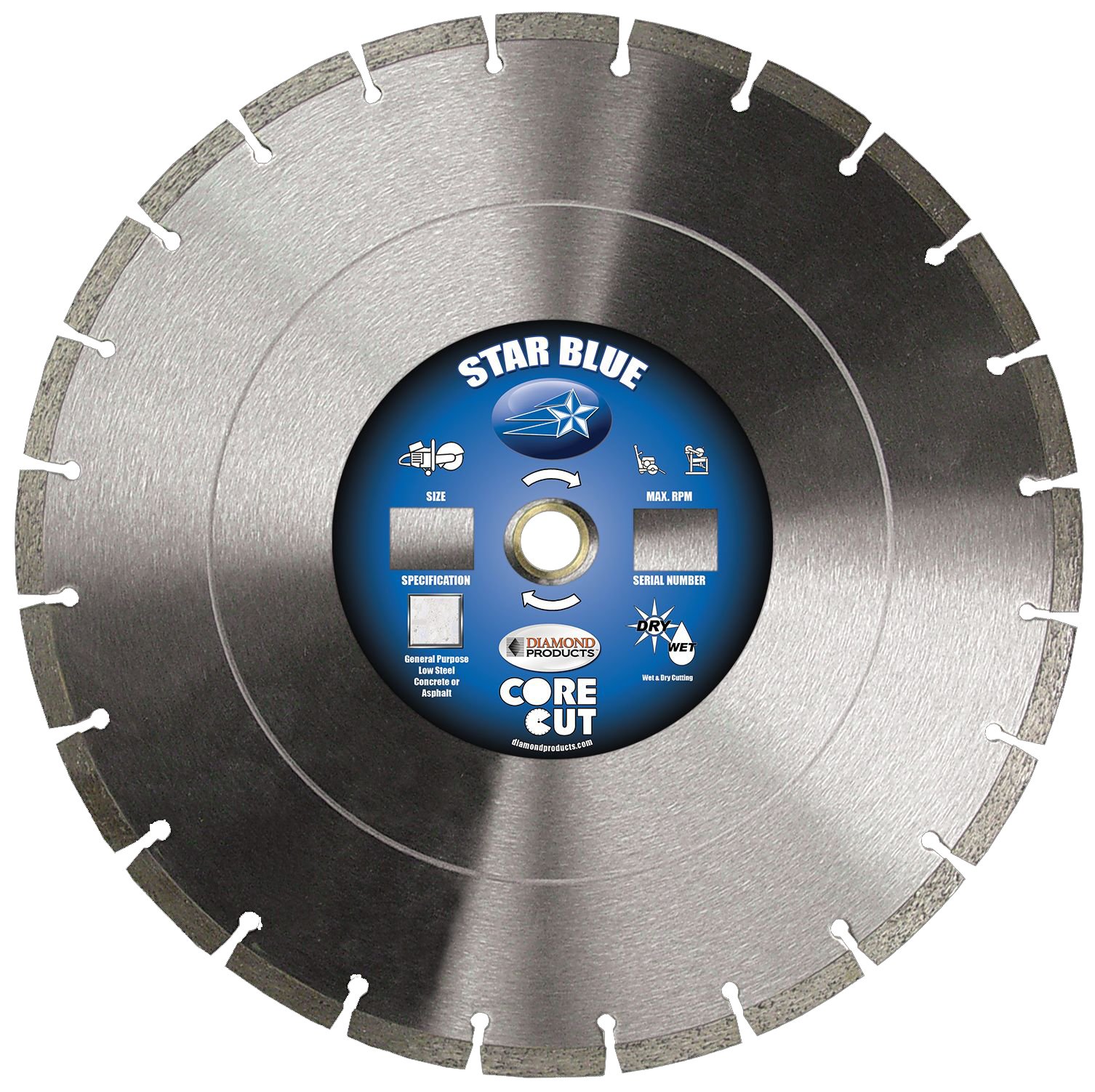 Diamond Products Core Cut 85261 Star Segmented High Speed Diamond Blade, 14-Inch x 0.125-Inch, Blue