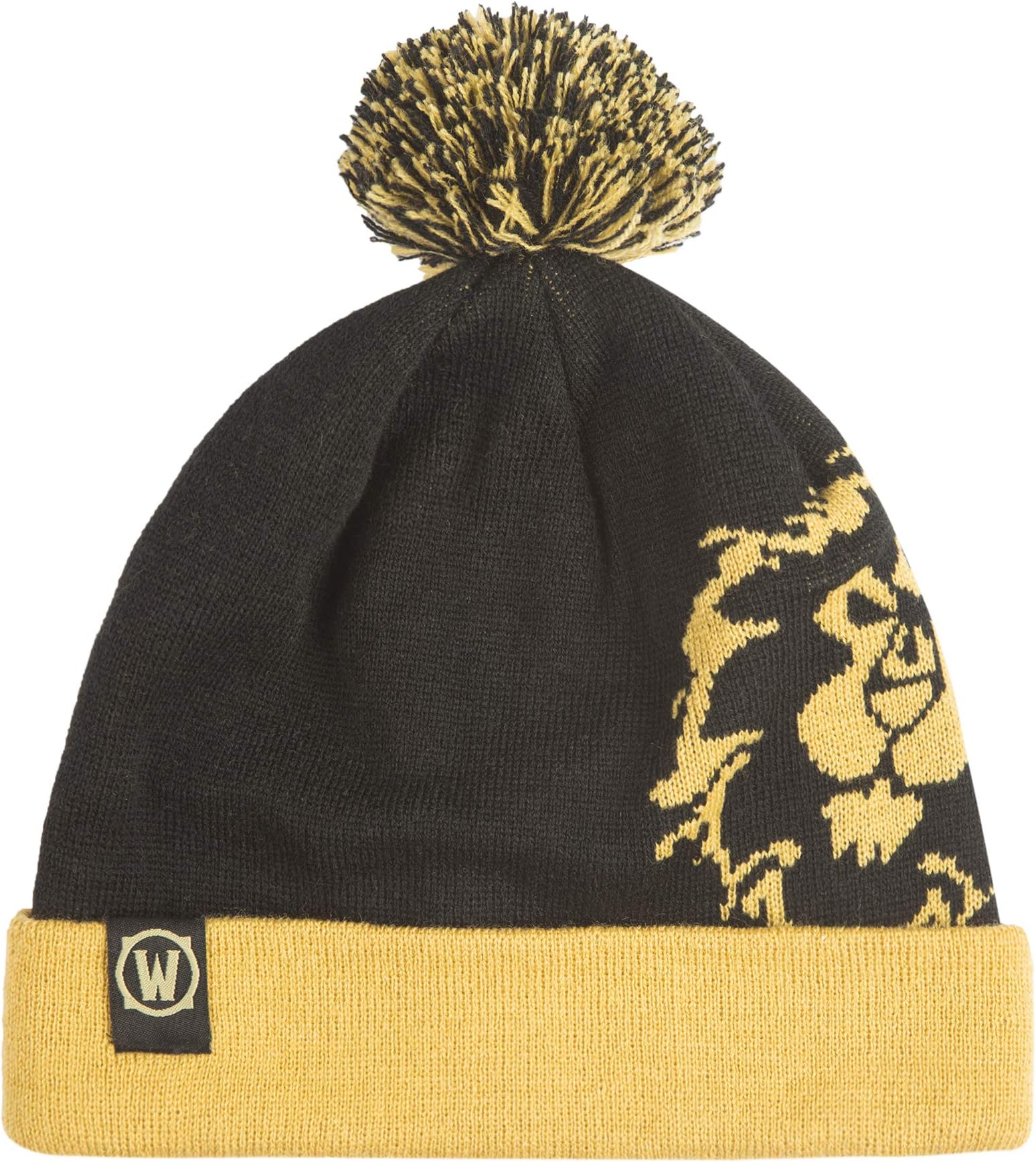jinXWorld of Warcraft Alliance Knit Pom Knit Beanie, Black/Gold, One Size