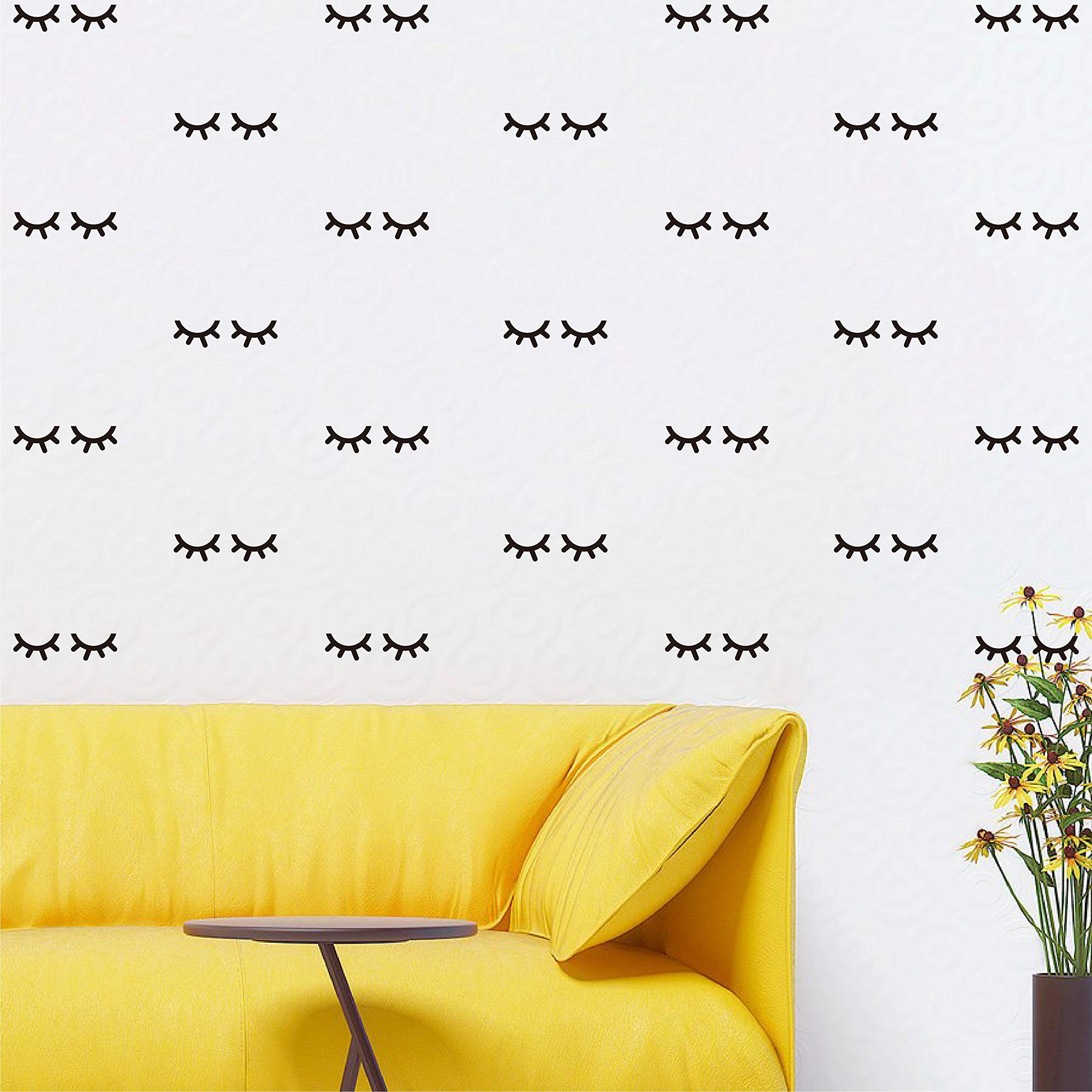 Photo 1 of 128pcs Sleepy Eyes Decal Eyelashes Stickers Home Party Cups Decor Wine Glass Decal Baby Bedroom Nursery Notebook Decals JW589 (Black)