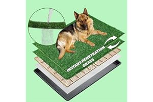 MEEXPAWS XL Dog Grass Pad With Tray - Artificial Potty for Balcony, New Generation Instant-Penetration, Litter Box With Hemmed Edge, Disposable Pee Pad