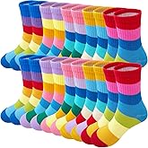 Bemeol Girls Socks Athletic Crew Socks Sports Soft Breathable Casual School Sock for Little Big Kids