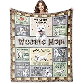 PZLSIEU Westie Gifts for Women, Westie Blankets 60''x50'', Westies Mom Gifts, Gift for Westies Dog Owners Lovers Woman Decorations Throw Blanket for Birthday Mothers Day Christmas, Dog Mom Gift