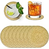 150 Pcs Braided Wicker Look Paper Disposable Beverage Coasters 4" Round Rustic Woven Cocktail Coaster for Drinks Wedding Birthday Party Supplies Decor