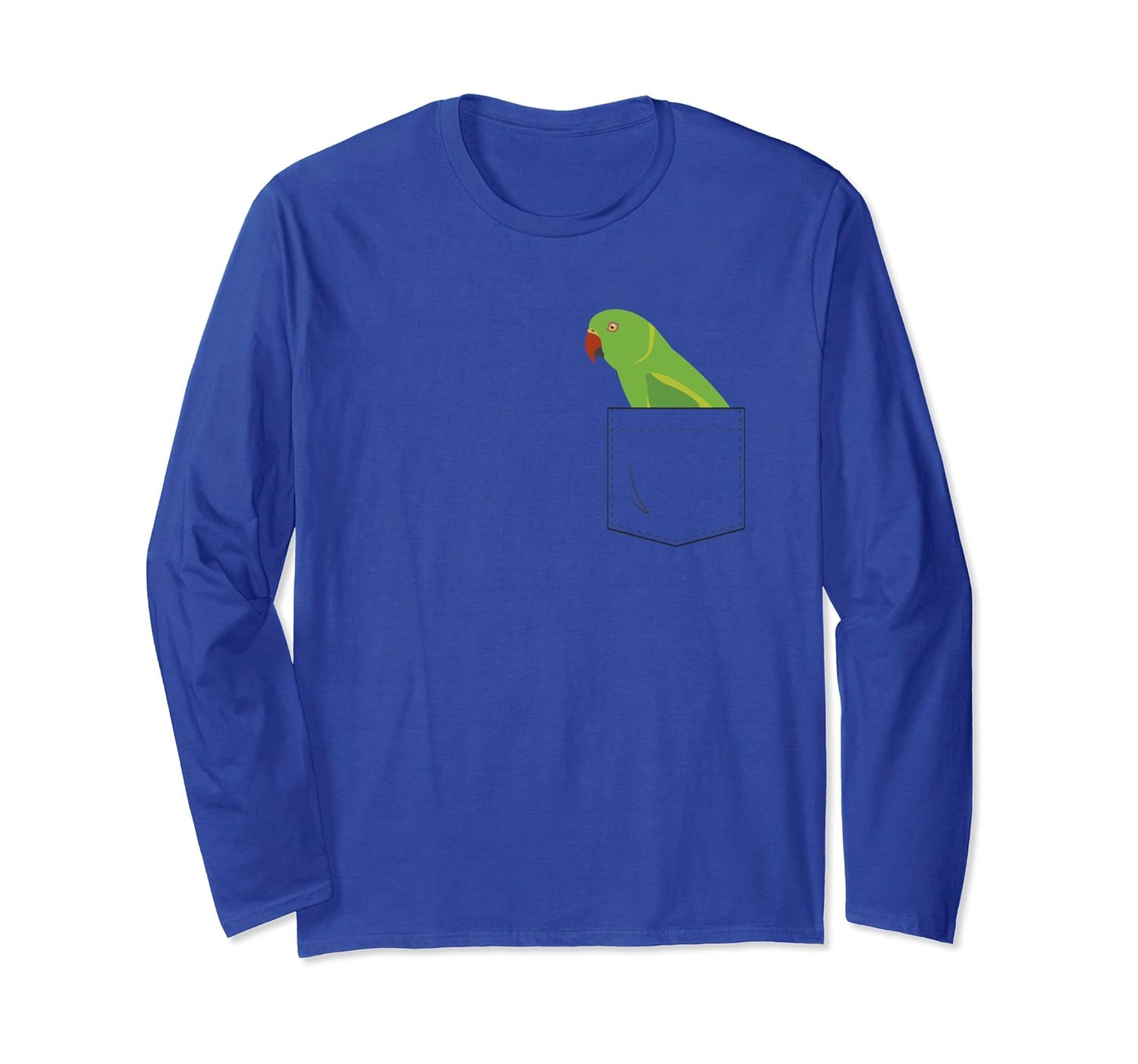 Ringneck Parakeet Parrot Female Pocket Long Sleeve T-Shirt-mt