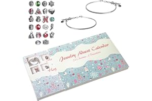 Red Co. Christmas Advent Charm Calendar with 2 Bracelets & 22 Unique Charms Jewelry Set - 24 Gifts Total Present for Daughter