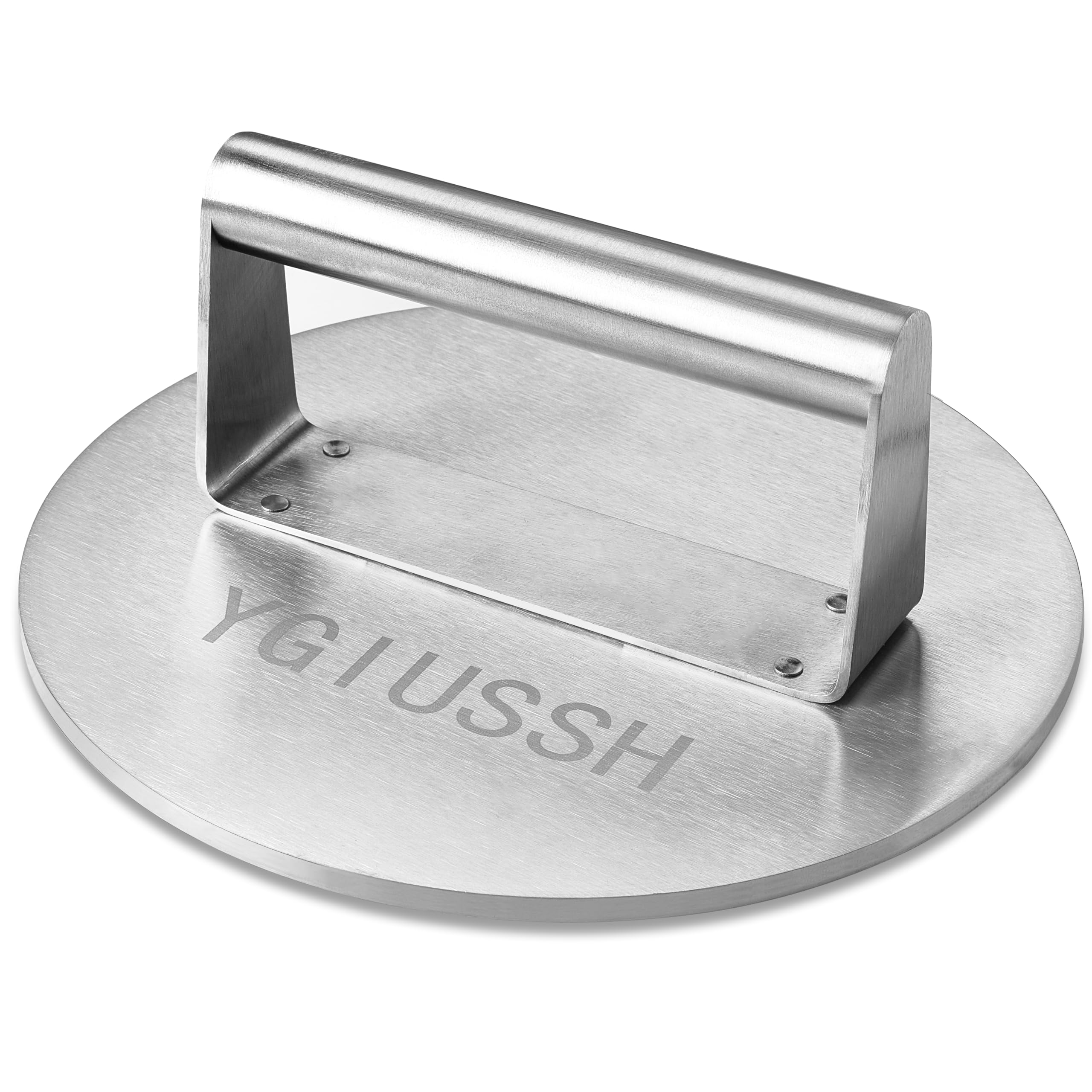 Photo 1 of ygiussh Stainless Steel Bacon Press 8.7 Inch Round Heavy Duty BBQ Press with Heat Resistant Handle Non-Stick Burger Press Weight Burger Grinder Perfect Bacon Steak and Sandwich