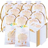 Coume 30 Pcs Eid Ramadan Mubarak Satin Gift Bags with Drawstring 5 x 7 Inch Silk Eid Party Favor Jewelry Pouches for Ramadan Supplies Candy Bags Muslim Party Decoration
