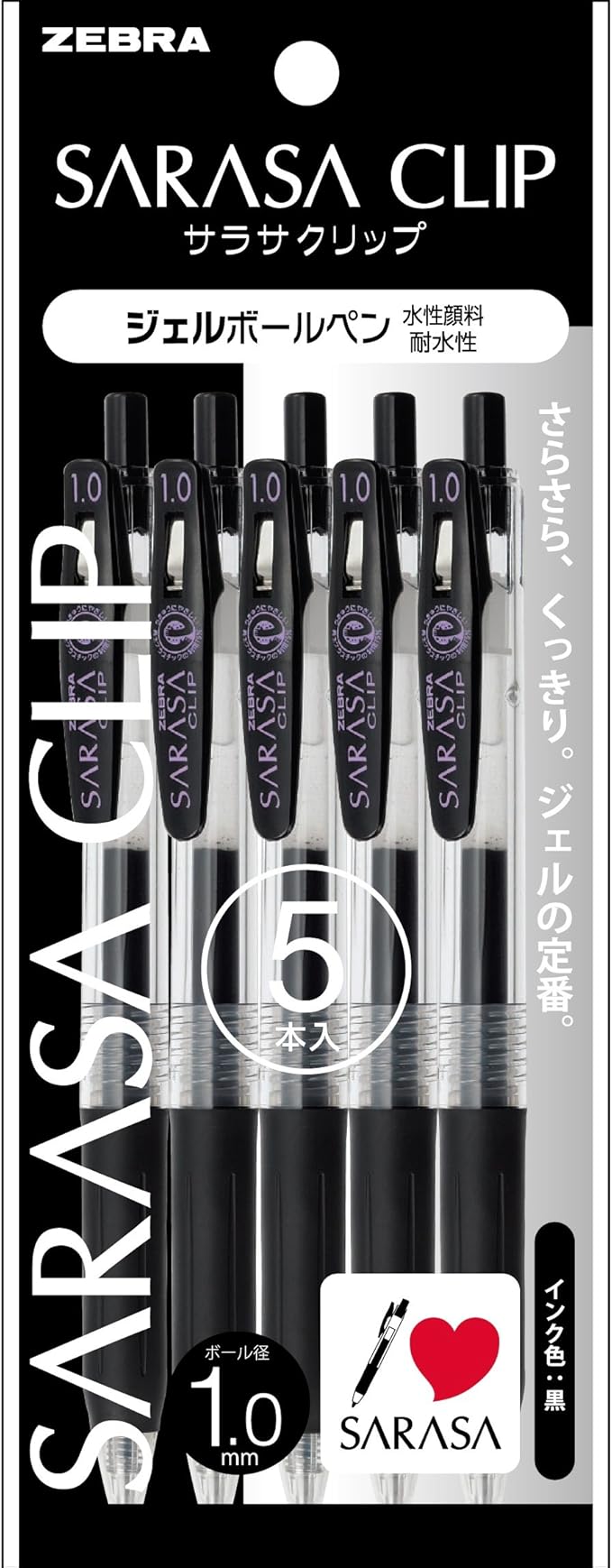 Amazon Com Zebra Sarasa Clip 1 0mm Black P Jje15 Bk5 5 Pen Pack Office Products