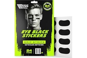 DRIP OVER SKILL DRIP Strips Flexible Eye Black Stickers, 24 Pack, Stretch-Fit Tape, Moves With You, Breathable, Sweat-Proof, Athletic-Grade Hold for Baseball, Football, Softball, Lacrosse, Hockey, Soccer, OG Strips