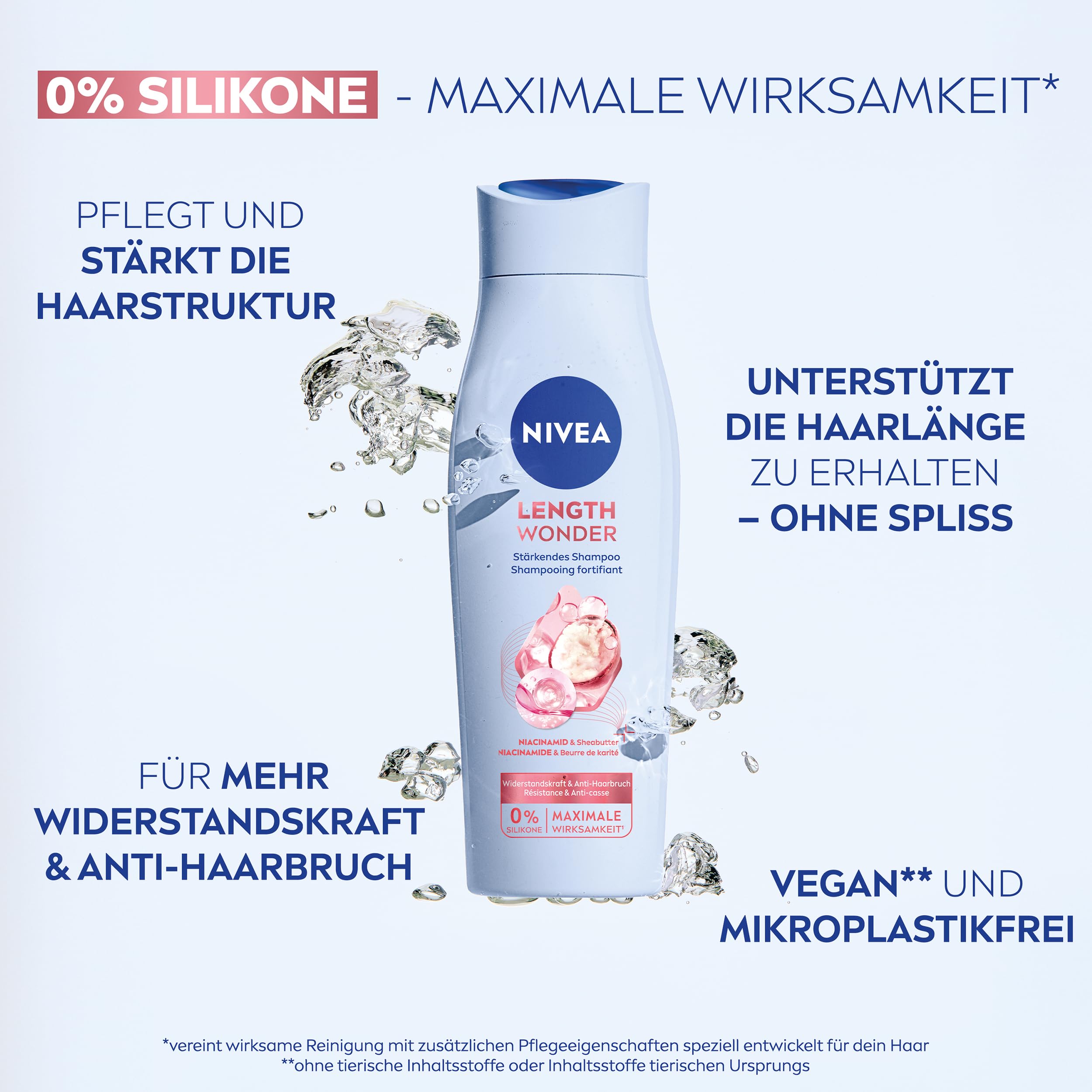 NIVEA Length Wonder stärkendes Shampoo, stärkendes Shampoo mit Niacinamid und Sheabutter, Pflegeshampoo für langes Haar ohne Spliss (250 ml) 3