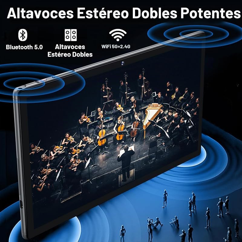 Tablet 10 Pulgadas Tablets Android, 14GB RAM+128GB ROM/TF 1TB, Octa-Core 2.0Ghz, 5G WiFi, BT 5.0, 3.5mm Audio, Batería 8000mAh, Cámara 5+8 MP, Widevine L1, Tablet con Funda, Ratón & Teclado - Gris
