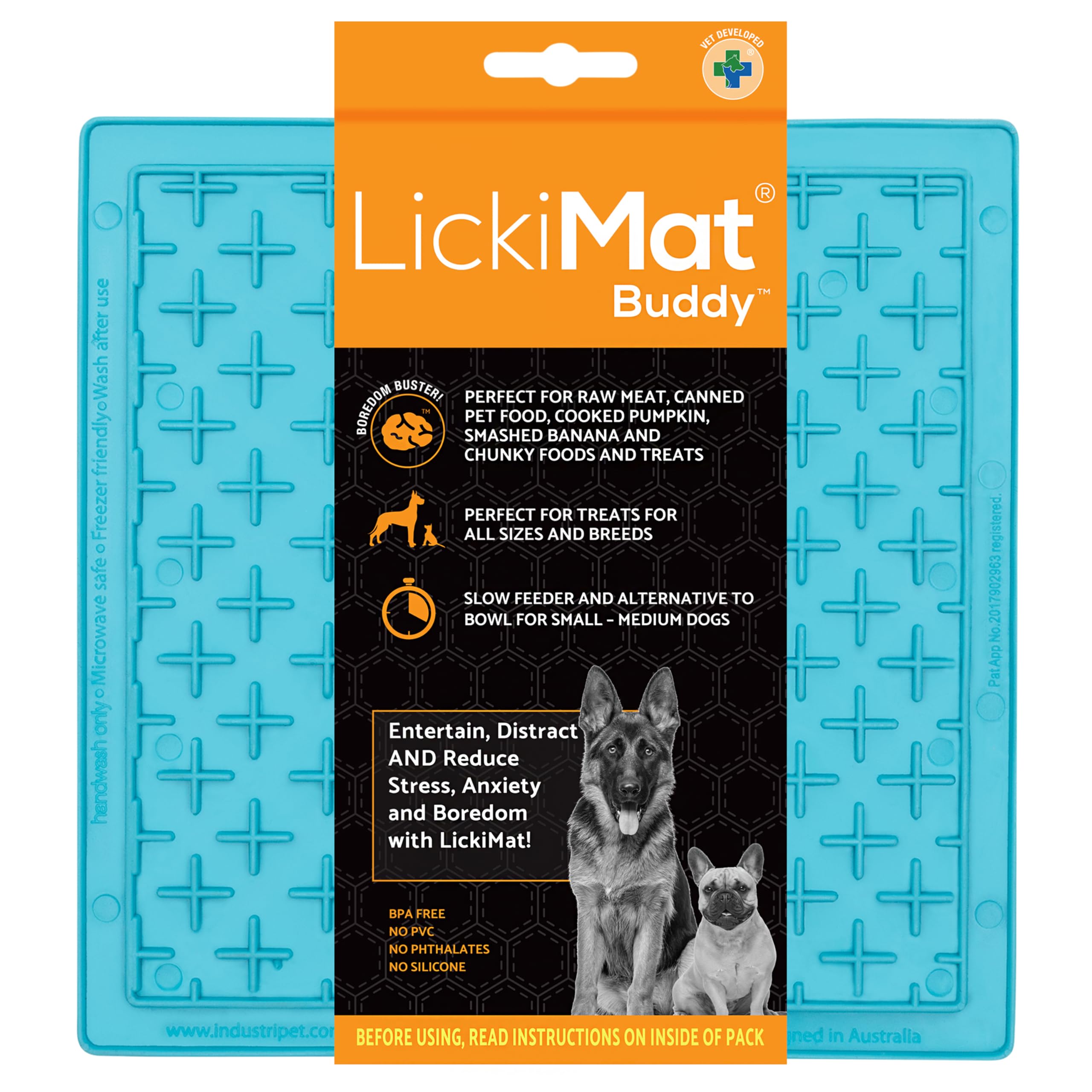LickiMat Classic Buddy, Dog Feeding Mat for Boredom and Anxiety Relief, Ideal for Food, Treats, Yoghurt or Peanut Butter, Lick Mats, Fun Alternative to a Slow Feeder Bowl, Turquoise