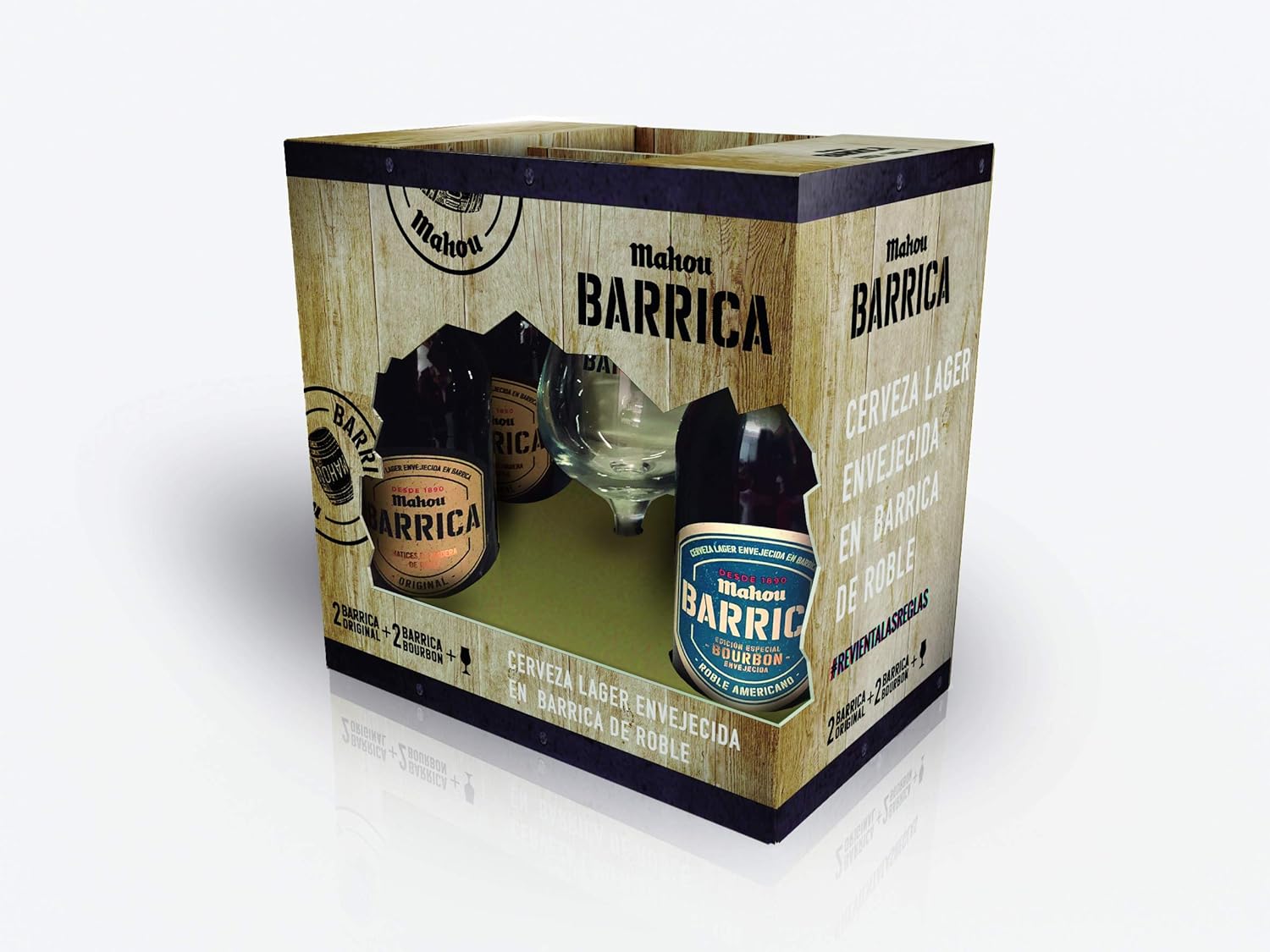 Mahou Barrica - Estuche de 4 cervezas x 330 ml con copa: Amazon.es: Alimentación y bebidas