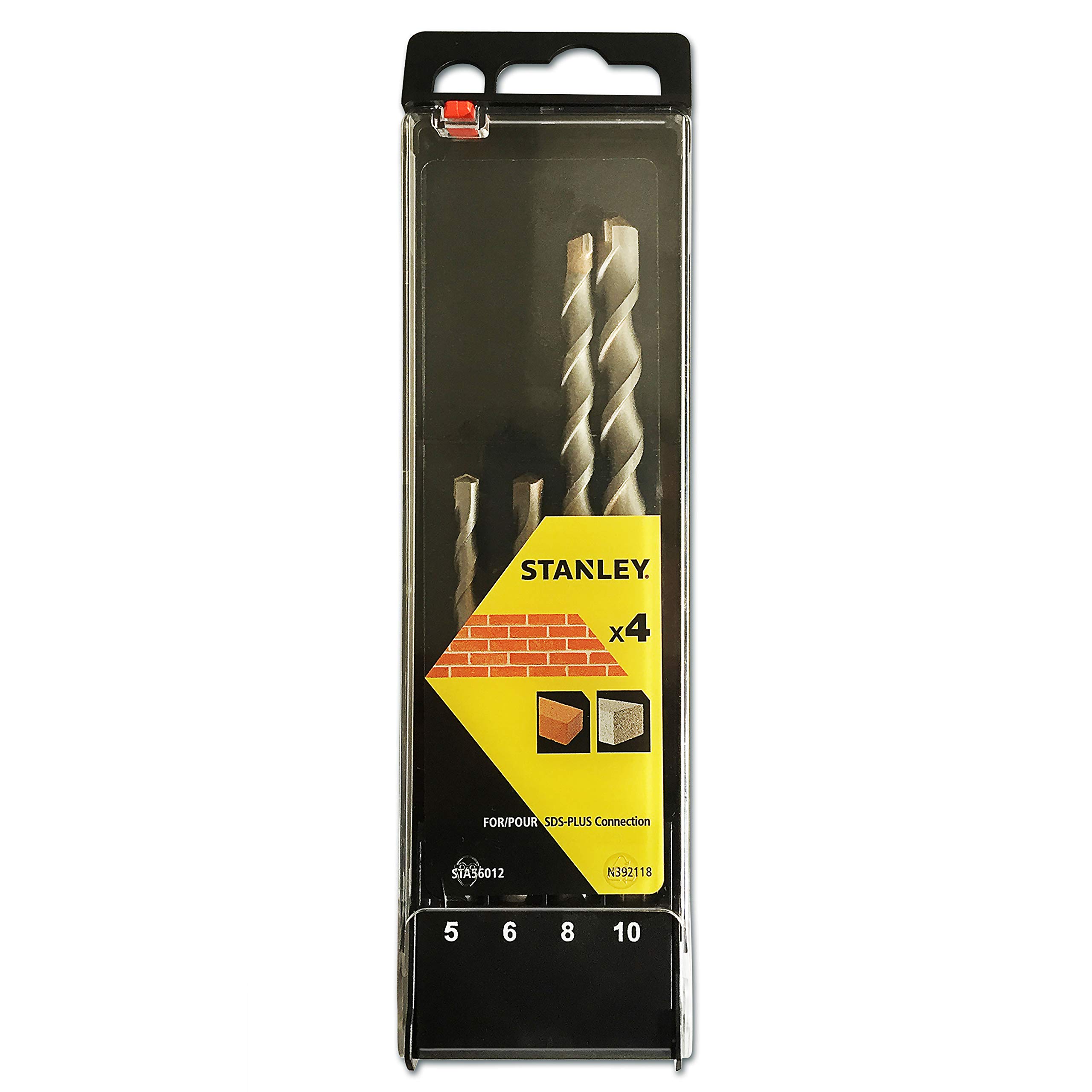 STANLEY STA56012-QZ 4 Piece SDS Plus Drill Bit Set, Includes 5mm, 6mm, 8mm, 10mm