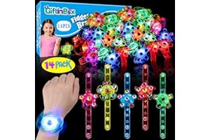 GIFTINBOX 14 Pack LED Light Up Fidget Spinner Bracelets Party Favors for Kids 4-8 8-12, Glow in The Dark Party Supplies, Back to School Gift for Students, Return Gifts for Kids Birthday Halloween Classroom
