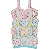 ToBeInStyle Girl's 4 Pack Elastic Crochet Trim Fold Over Cami Training Bras