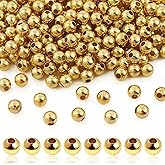 TOAOB 500pcs 18K Gold Filled Beads for Bracelets 4mm Round Smooth Spacer Mini Brass Beads for DIY Crafts Jewelry Making
