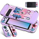 Xcitifun Case Designed for Nintendo Switch for Girls Boys Kids Soft Slim TPU Switch Cases Cute Kawaii Character Cartoon Protective Shell Cover Compatible with Nintendo Switch 2017 - Purple Dog