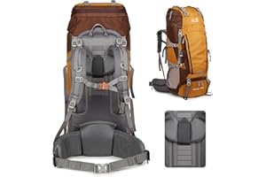 Outplea 75L Internal Frame Hiking Backpack with Adjustable & Detachable Backpanel for Men Women, Large Travel Backpack with R