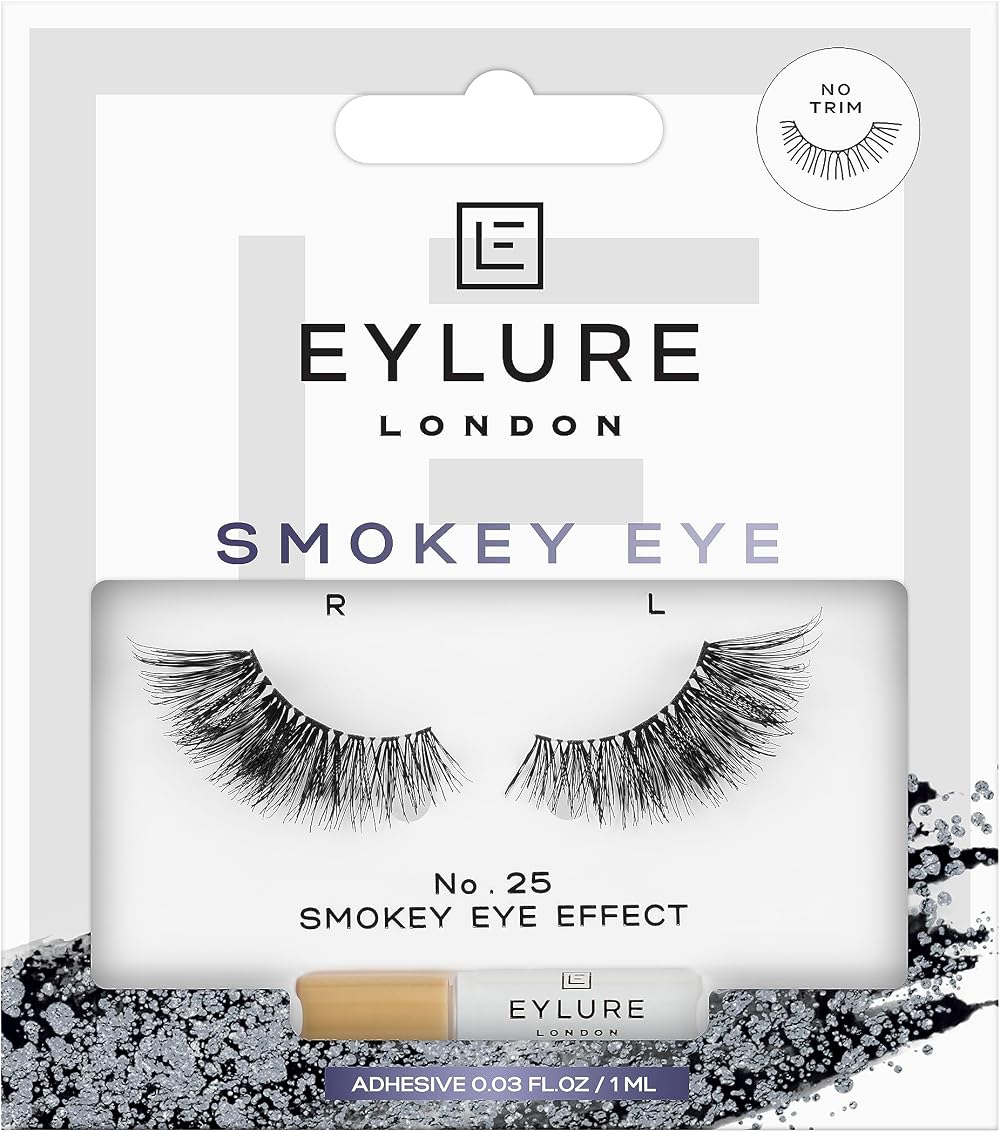 Eylure Smokey Eye No. 025 False Lashes with Glue – ¾ Length Wispy Pair