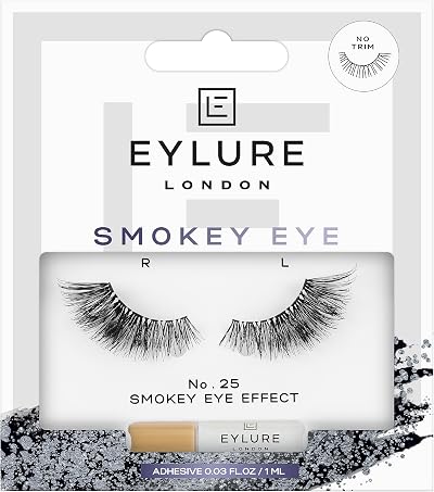 Eylure Smokey Eye No. 025 False Lashes with Glue – ¾ Length Wispy Pair