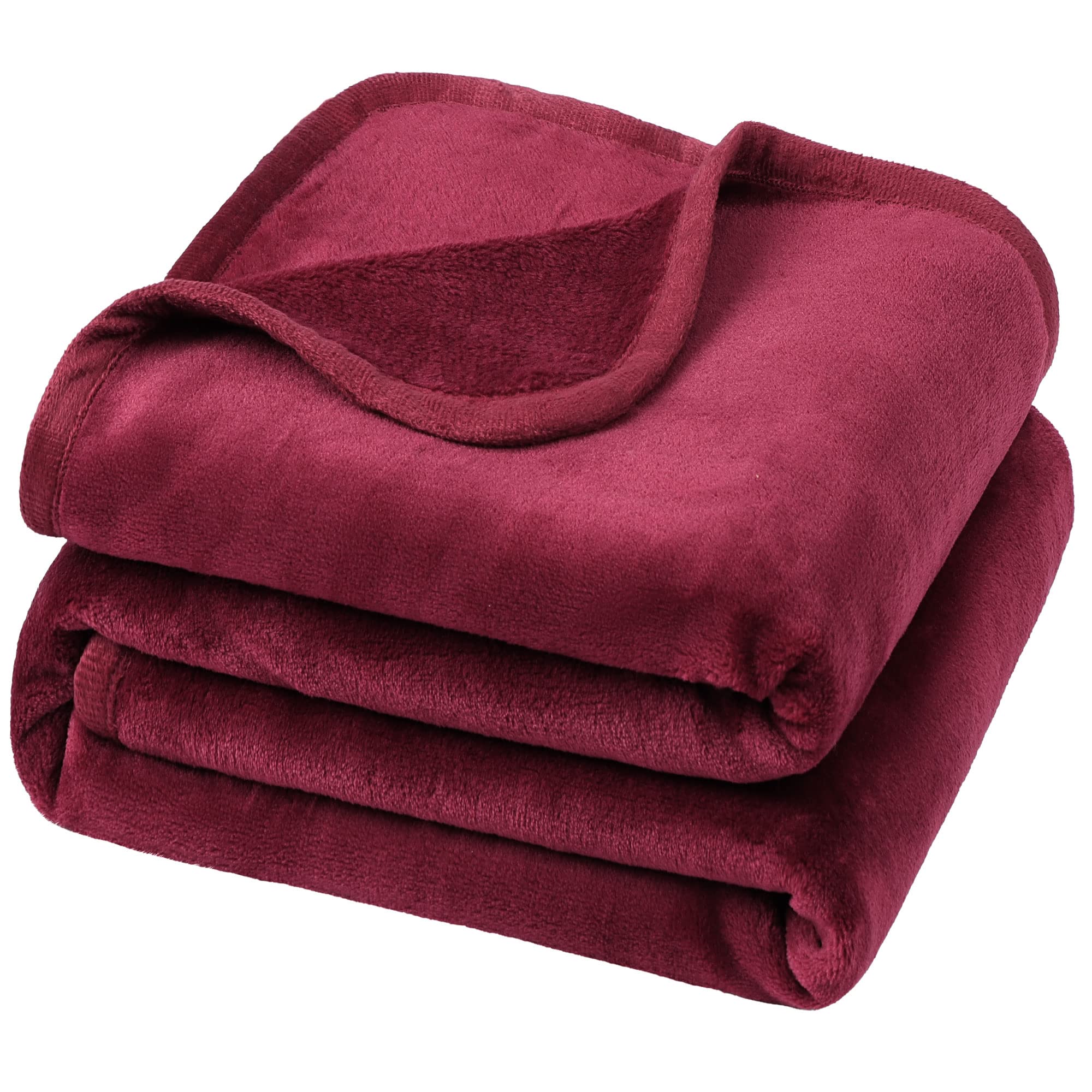 PiccoCasa Flannel Fleece Blanket Soft Lightweight Warm Fuzzy Blanket for All-Seasons, Luxury Comfy Decorative for Couch Living Room Burgundy Single (130 x 150cm) — image 1